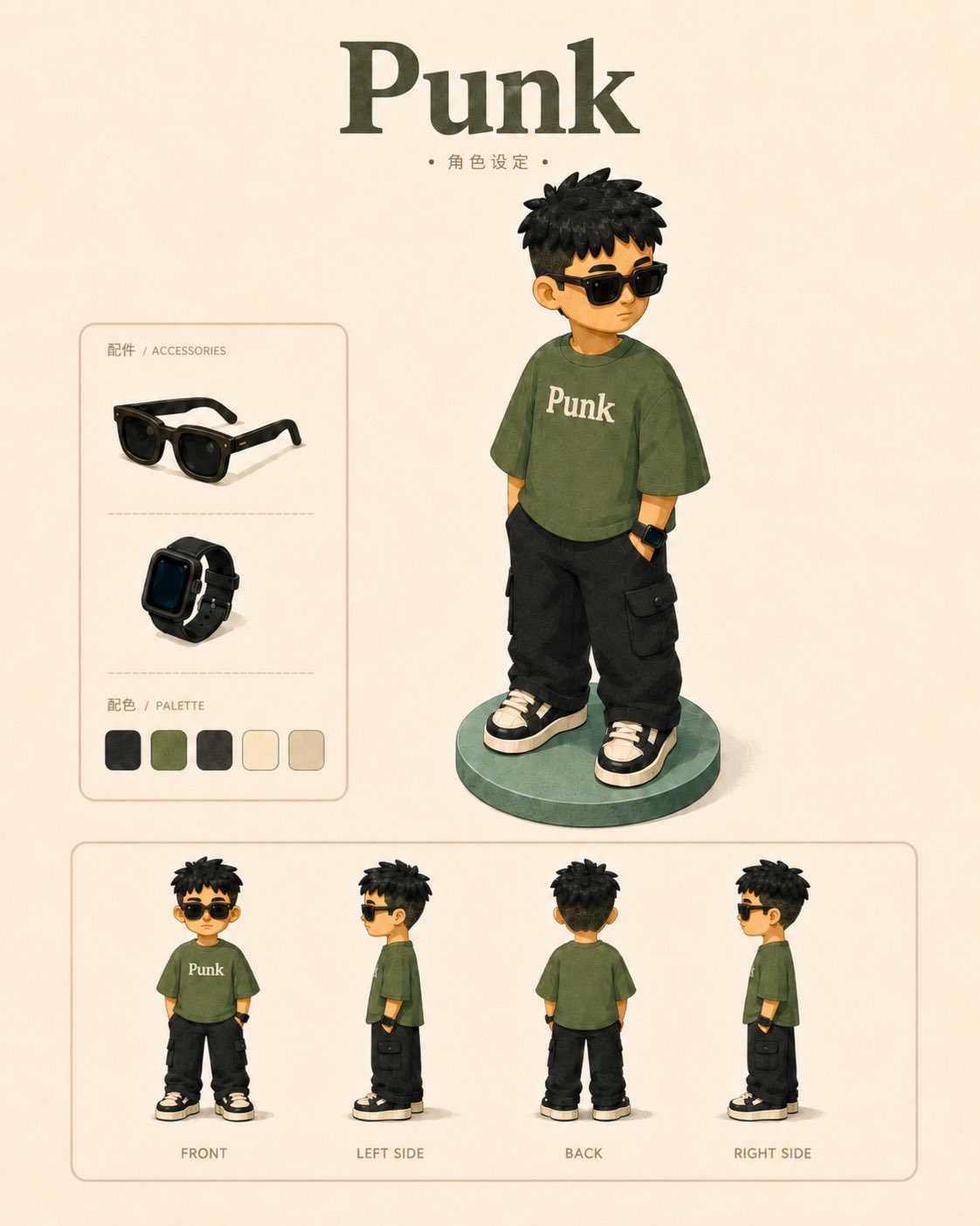 Retro flat character sheet