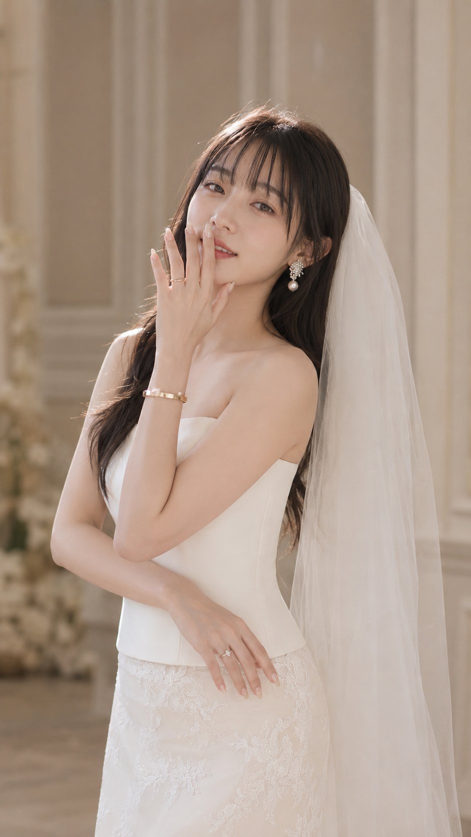 Ivory bridal veil portrait