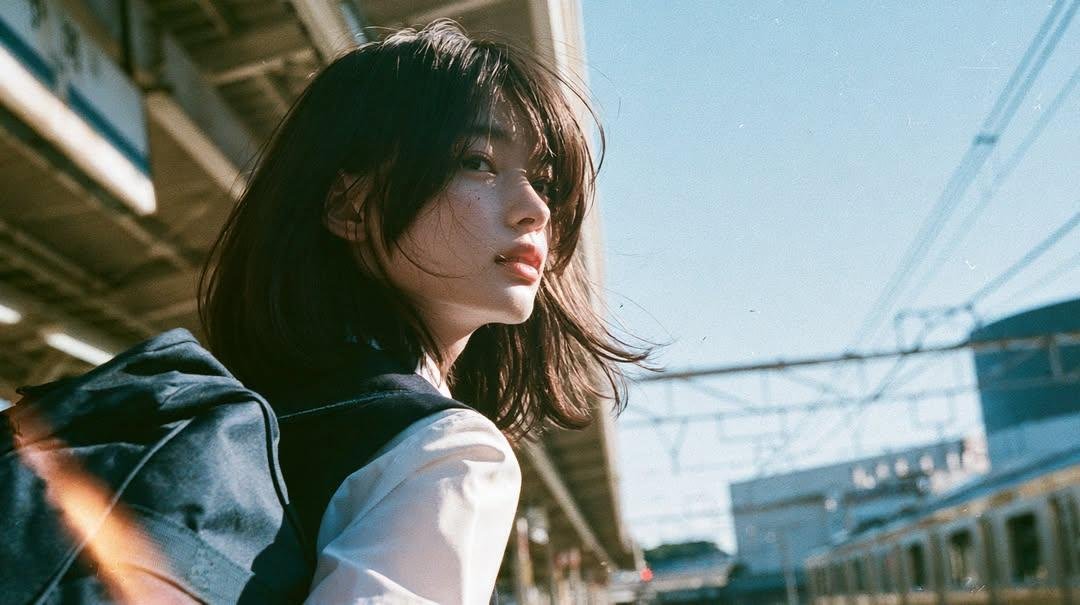 Japanese train station portrait
