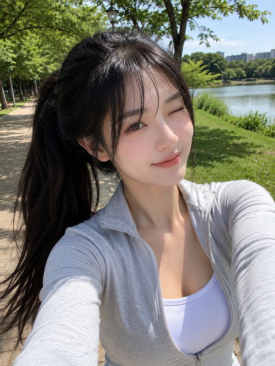 Park smartphone selfie portrait