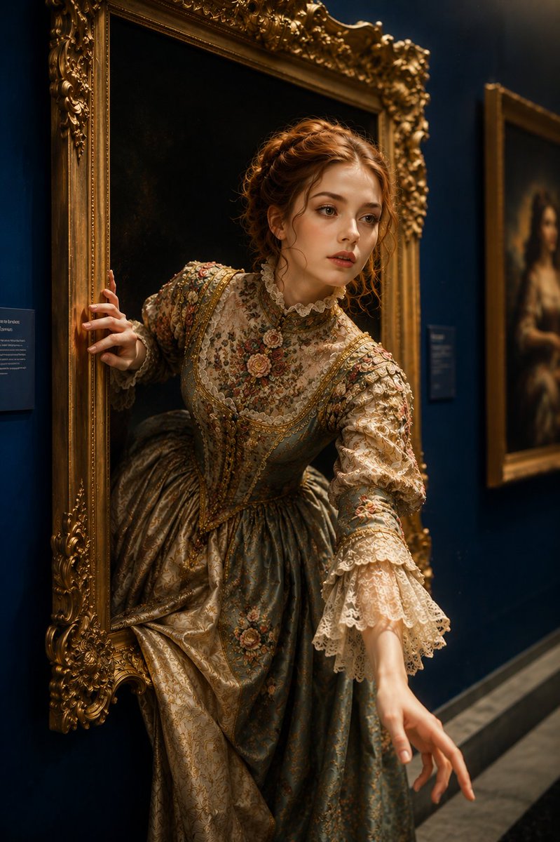Surreal golden frame portrait
