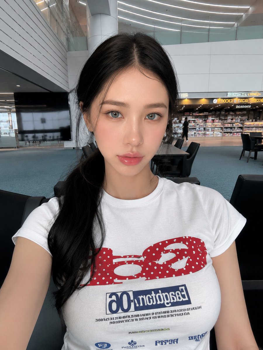 Airport candid selfie portrait