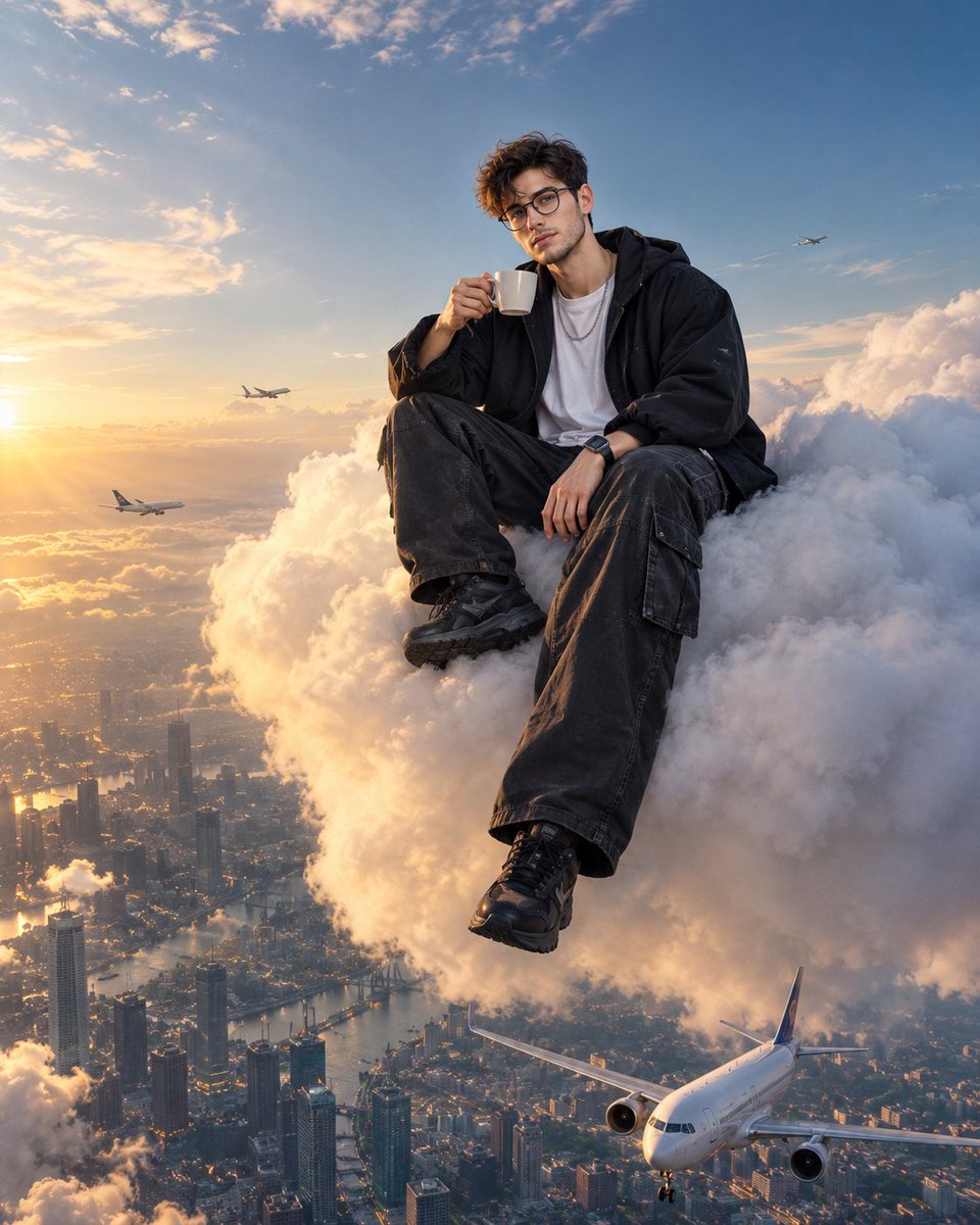 YouTube Thumbnail - Surreal Cloud Coffee Scene