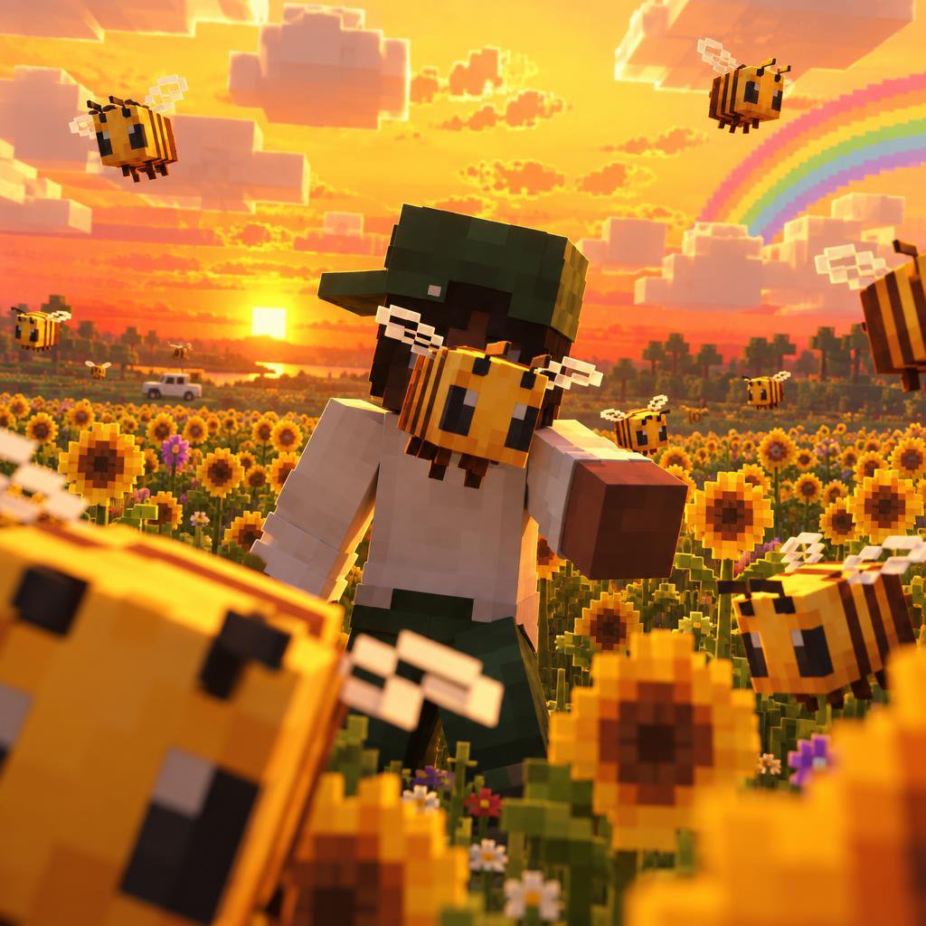 YouTube Thumbnail - Minecraft Character in Sunflower Field