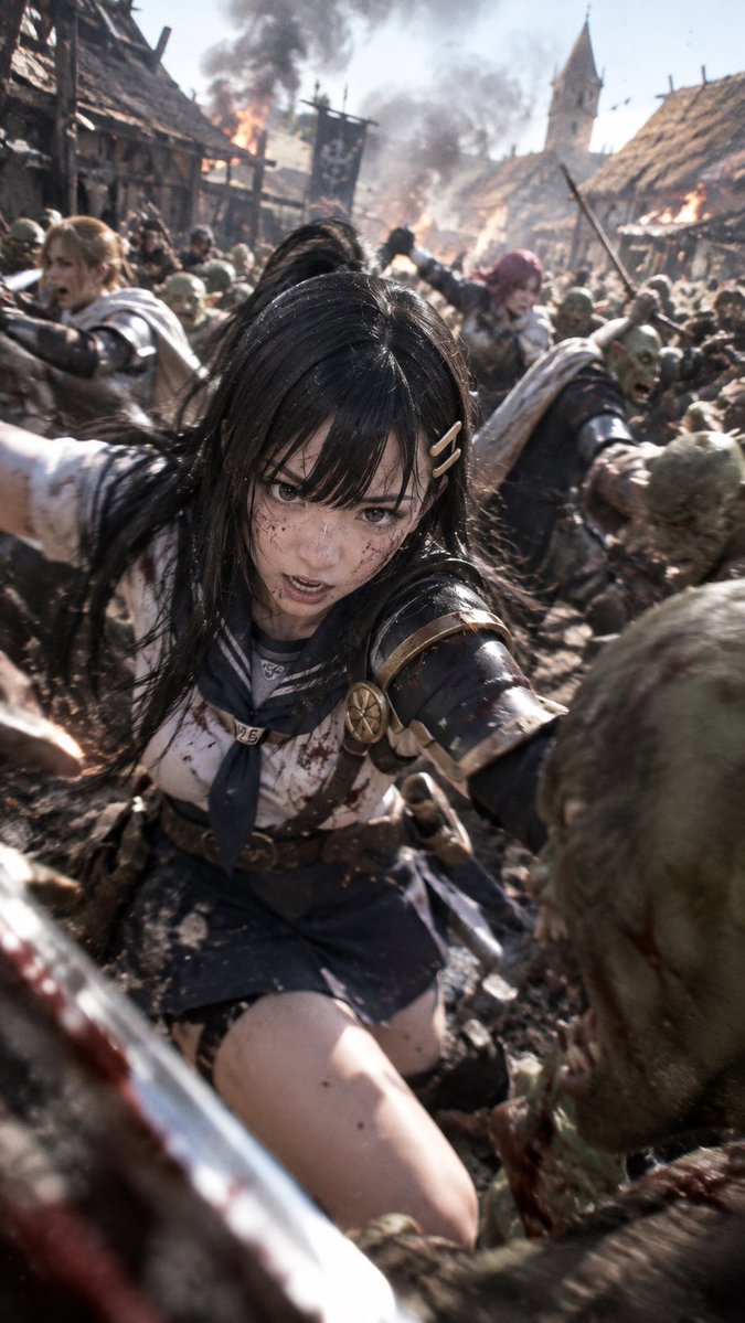 YouTube Thumbnail - Realistic Anime Warrior in Medieval Battle