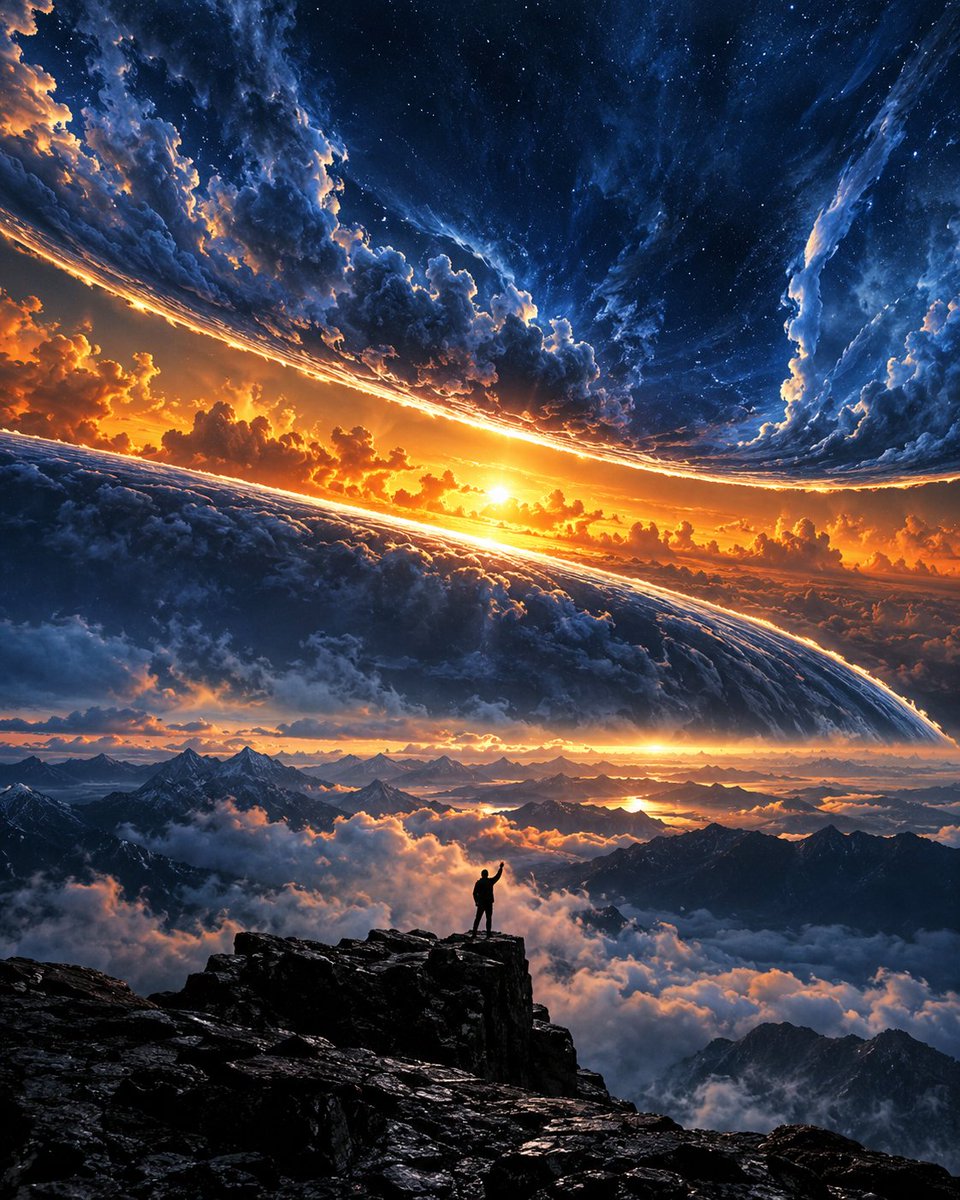 YouTube Thumbnail - Silhouette on Mountain Peak at Cosmic Sunset