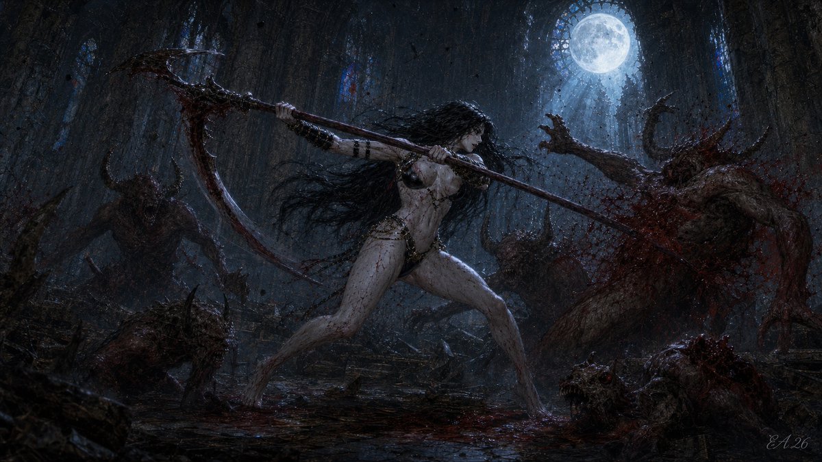 YouTube Thumbnail - Lady Death Fighting Demons