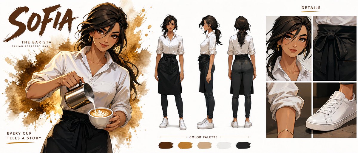 Cinematic Character Bible Sheet For Sofia