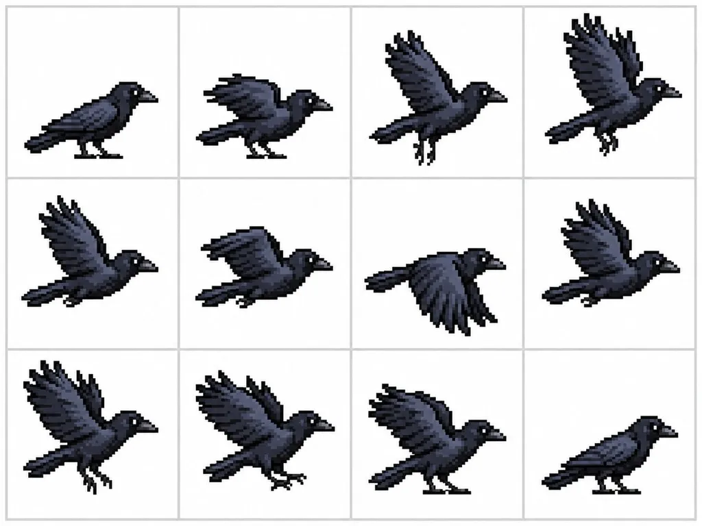 16-Bit Crow Sprite Sheet