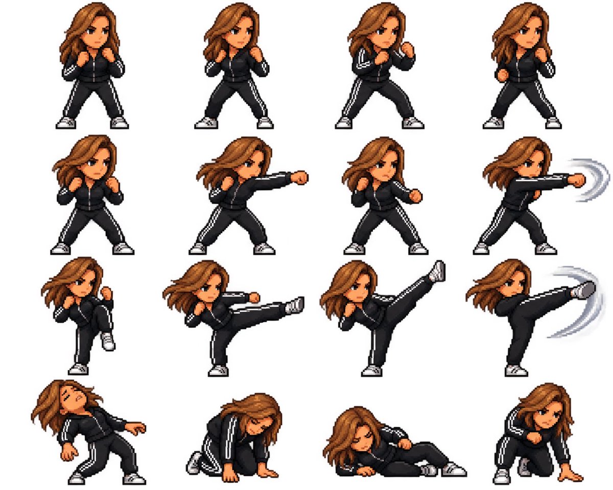 Pixel Art Combat Sprite Sheet
