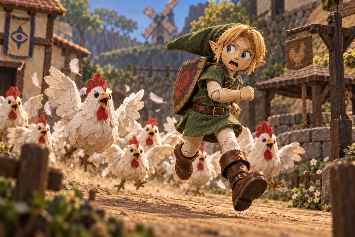 Link Chased By Puppet Chickens