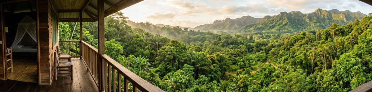 Jungle Cabin & Sunset Panorama