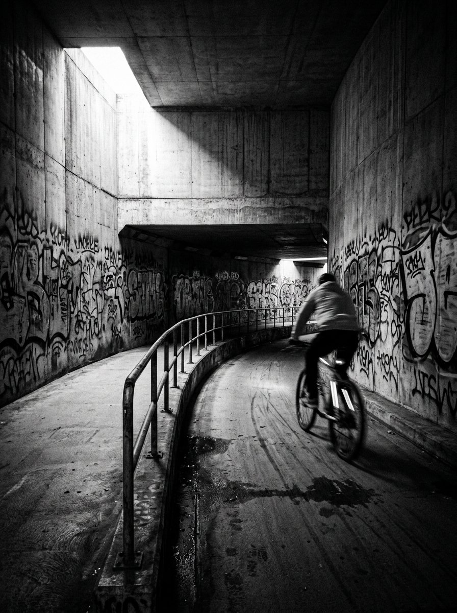 Black & White Urban Cyclist
