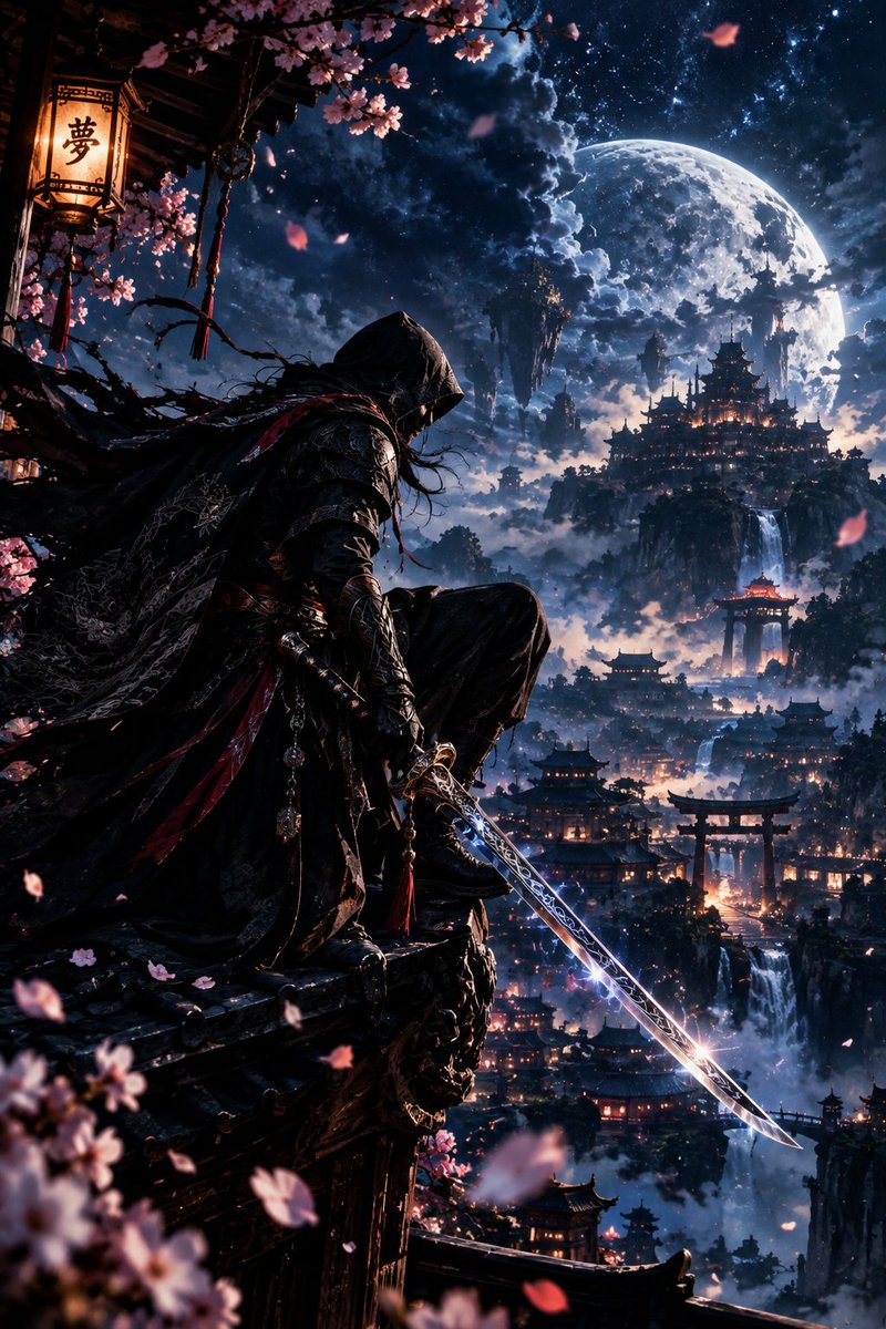 YouTube Thumbnail - Hooded Assassin on Temple Rooftop Fantasy Art