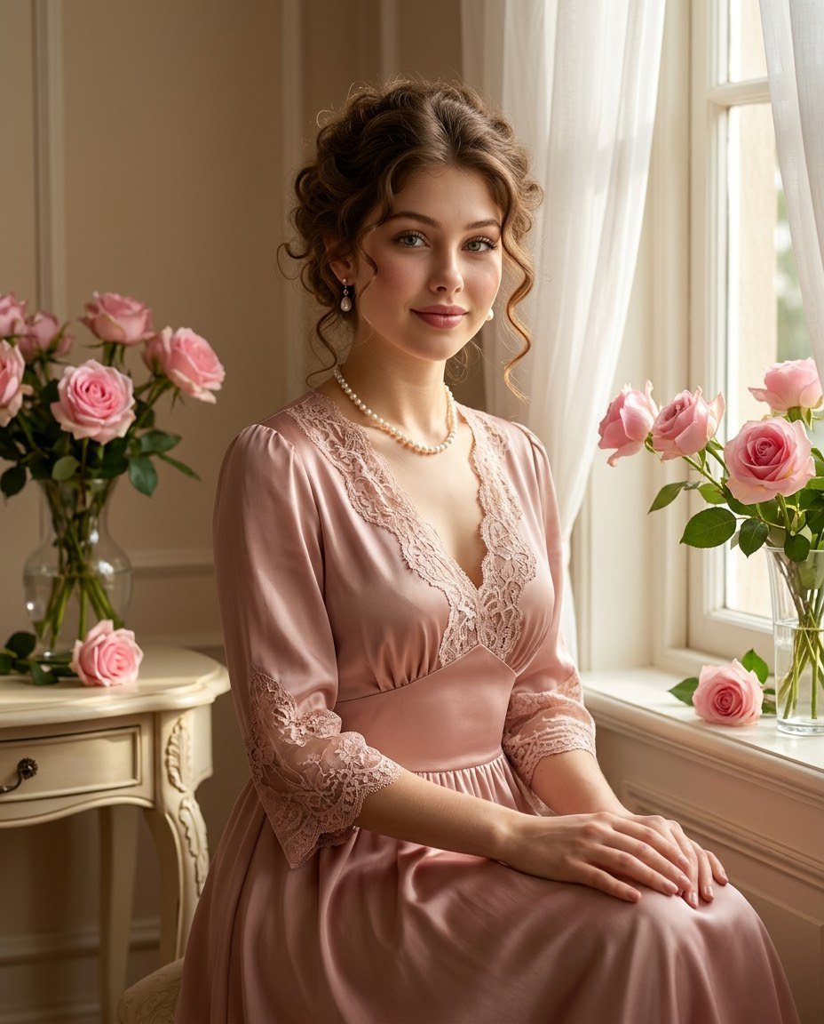 Profile / Avatar - Identity-Preserving Satin Dress Portrait