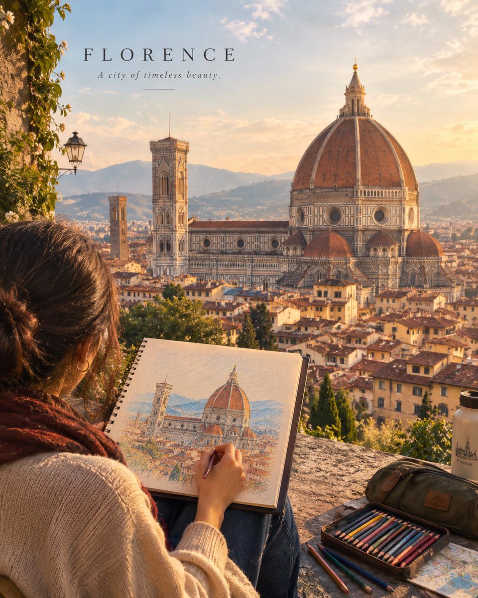 Social Media Post - Cinematic Travel Artist Sketching Landmark