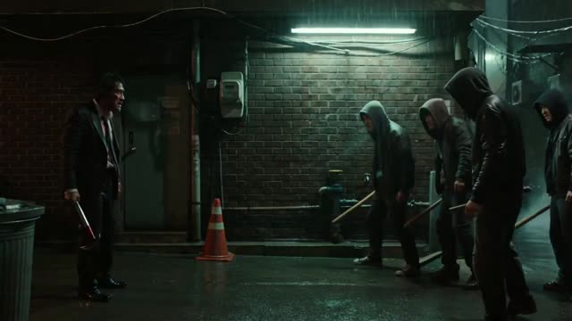 man vs. gang in alley