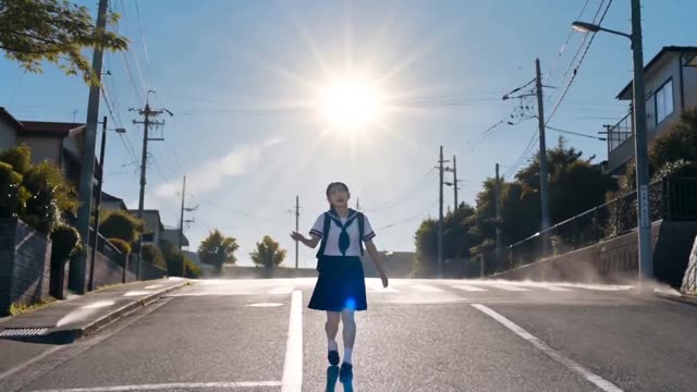 girl walking in sunlight