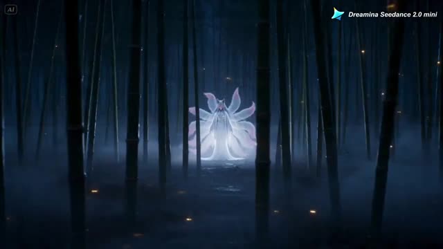 Fox spirit in bamboo forest