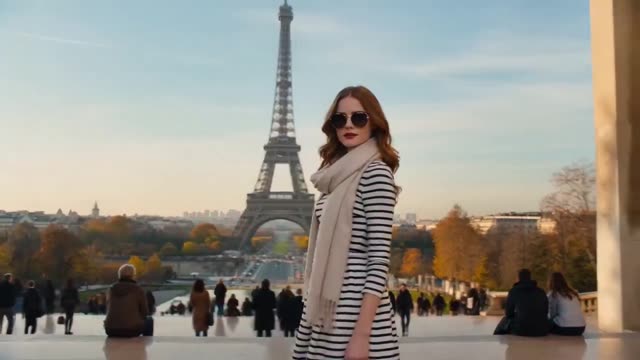 Woman at Eiffel Tower