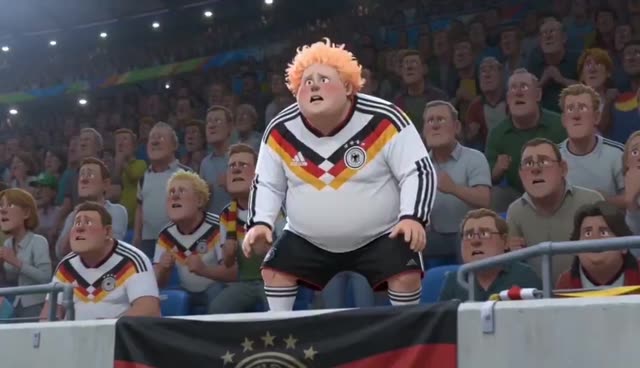 Chubby German Fan Celebrates Goal