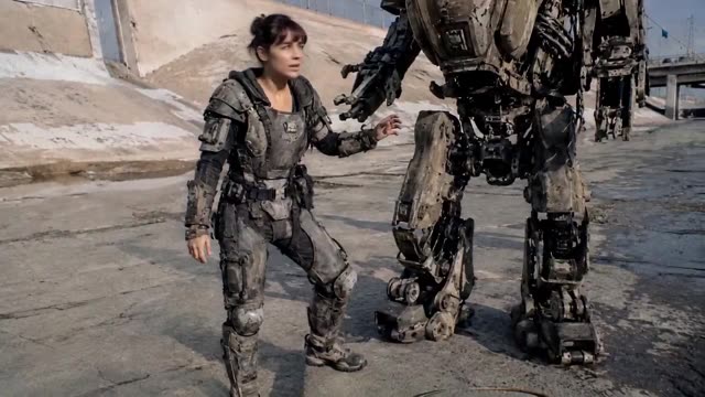 Woman and Mech in Dystopian Wasteland