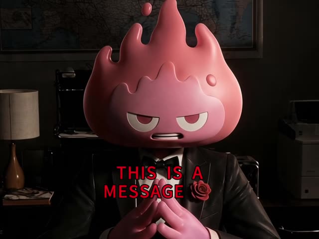 Fiery AI Character in Tuxedo