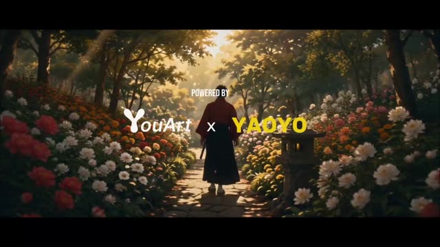 Samurai Duel in Blooming Garden