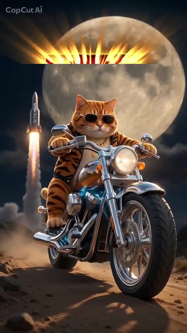 Biker Cat to the Moon