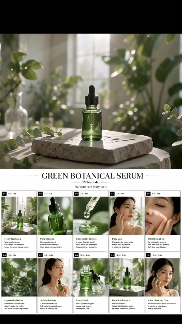 Green Botanical Serum Skincare Commercial