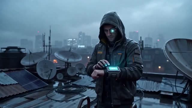 Cyberpunk Rooftop Hacker