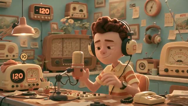 Young Boy's Retro Radio Show