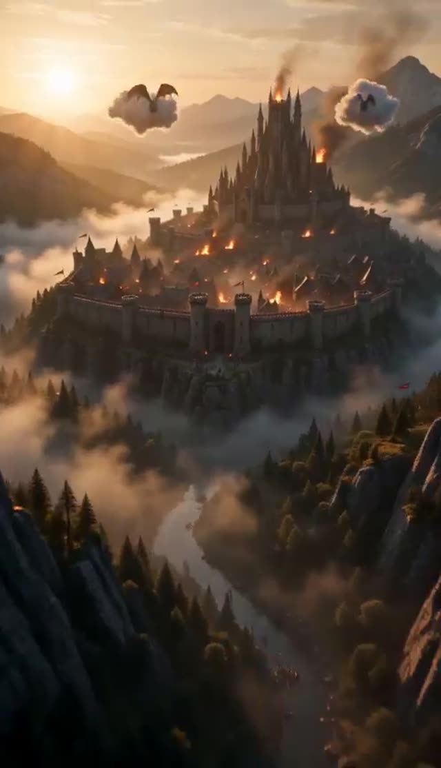 Cinematic Medieval Fortress Sunrise Sequence