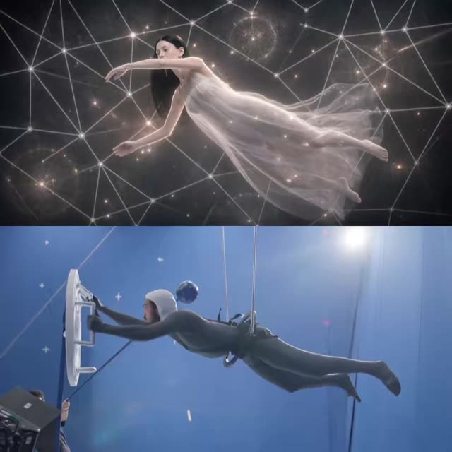 Floating Woman in Cosmic Dance
