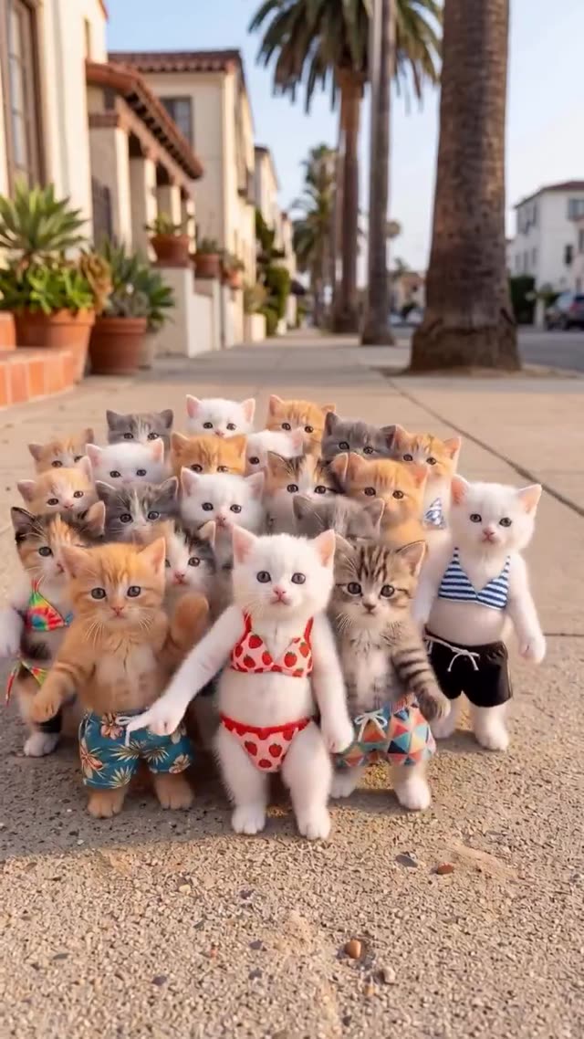 Kittens In Swimsuits Synchronized Dance