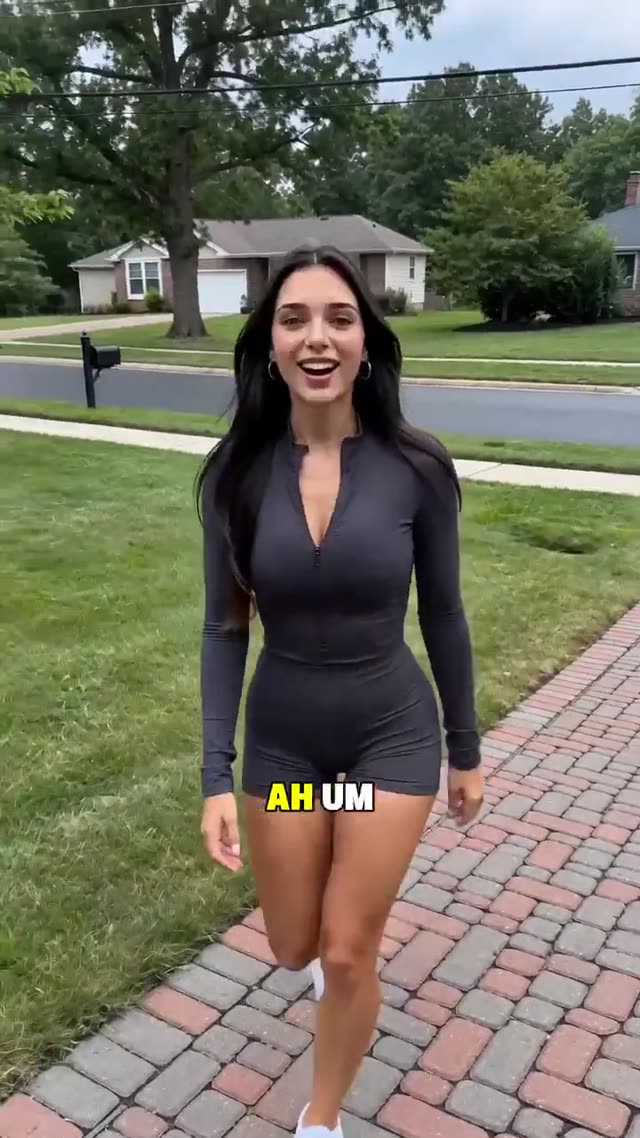 Woman Vlogging in Suburban Neighborhood