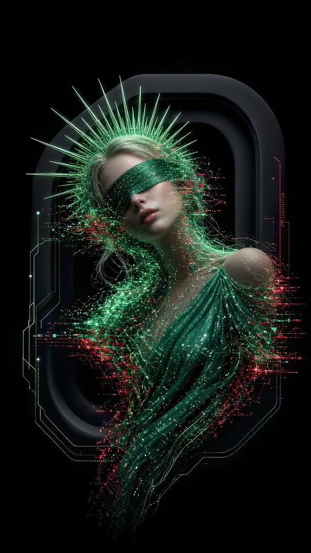Futuristic Woman with Pulsing Data Halo