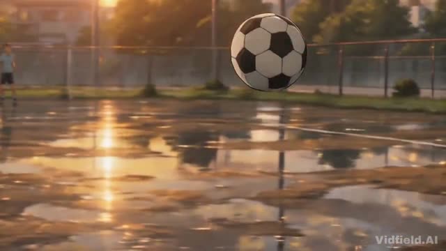 Boy Plays Soccer at Golden Hour