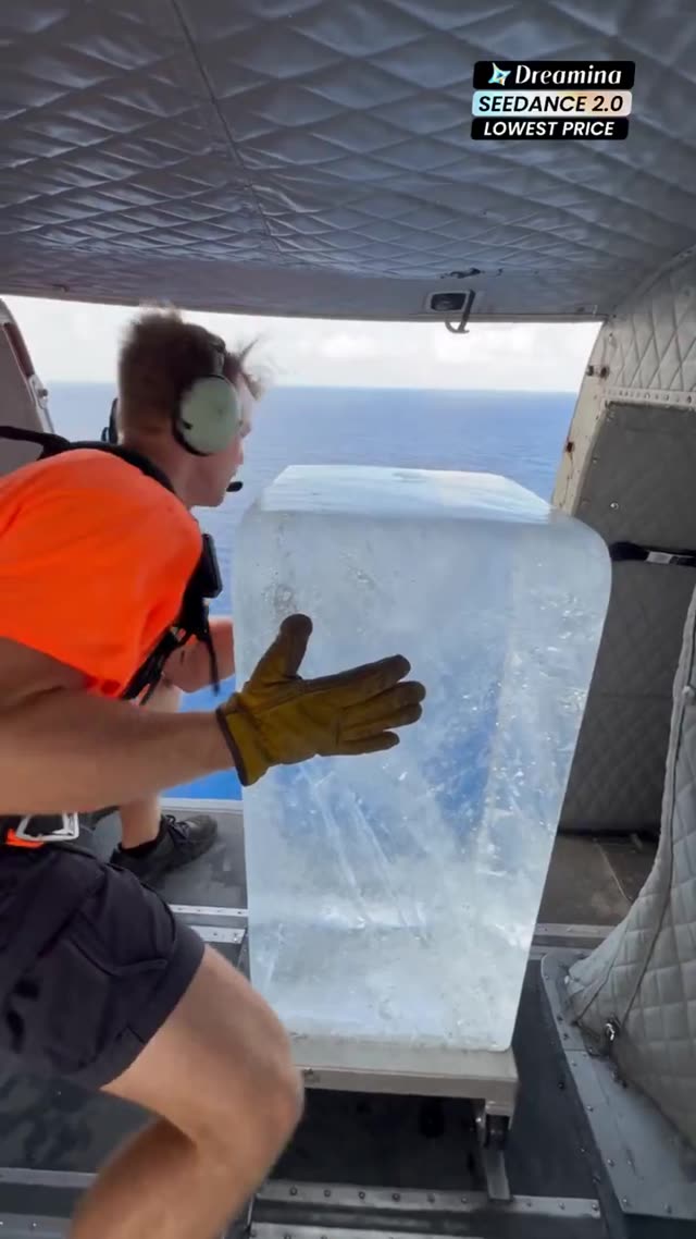 Sequence of Ice Block Dropped from Helicopter
