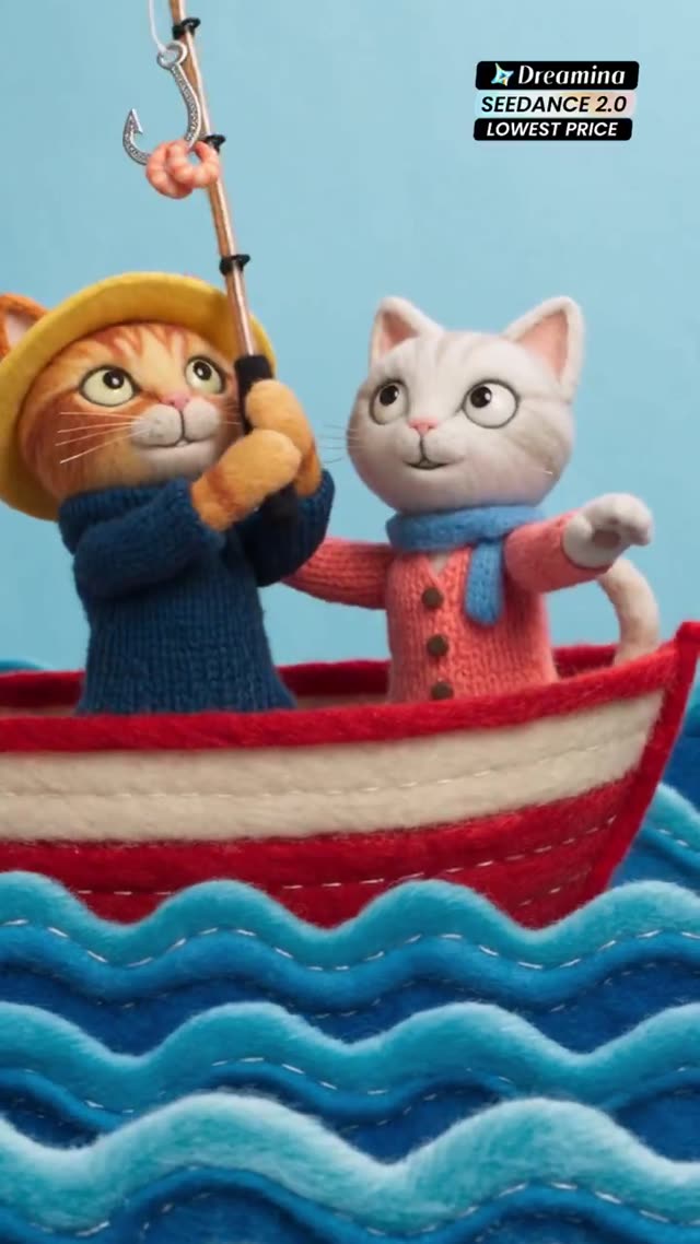 Felt Cats Fishing at Underwater Wedding
