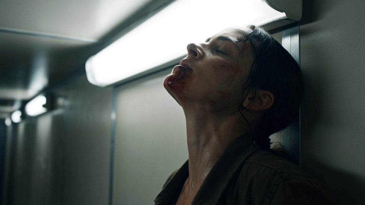 Intense corridor breakout fight scene