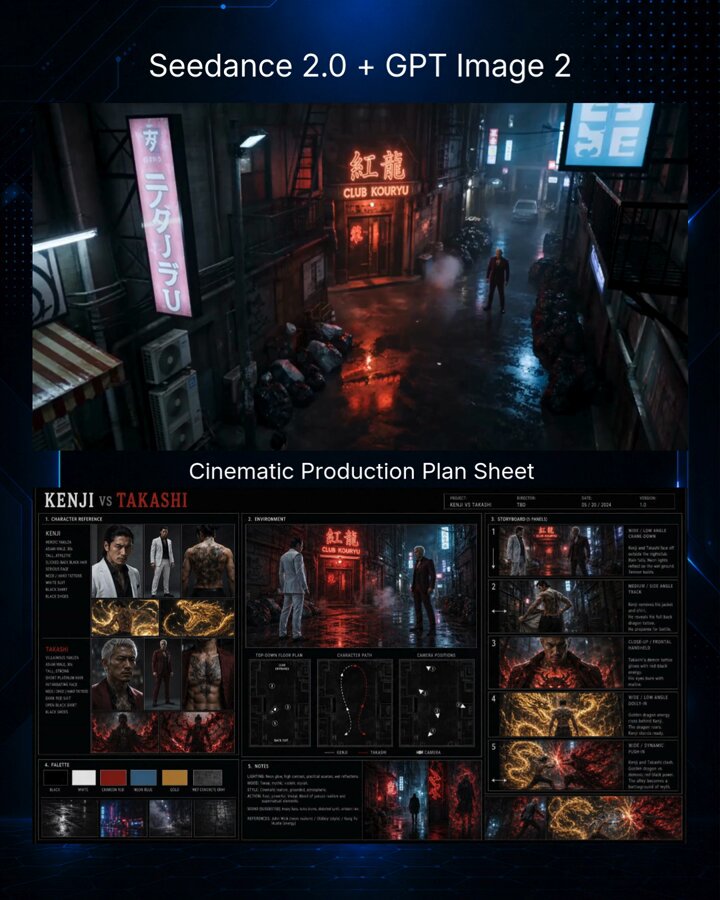 A cinematic sequence created from production sheet