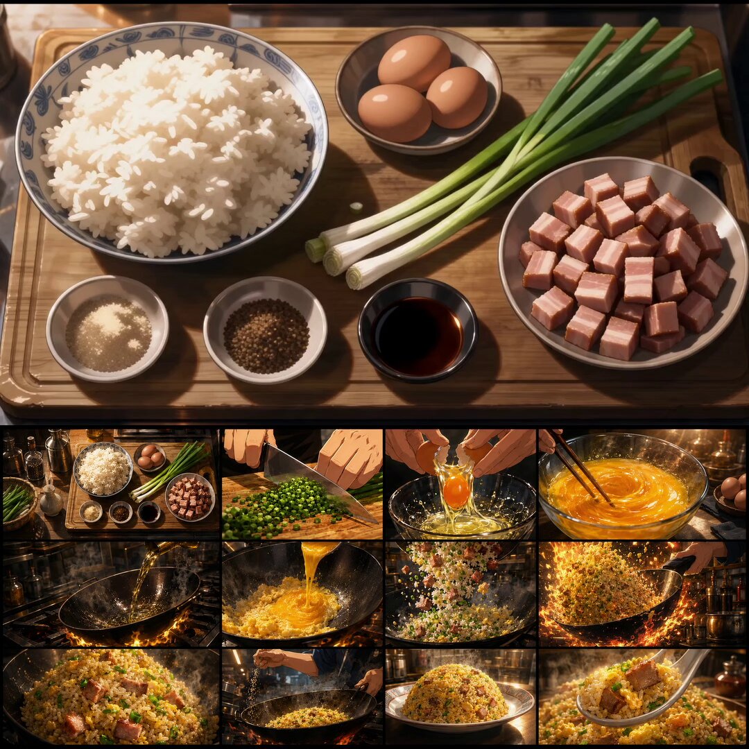 Anime cooking video from a single storyboard