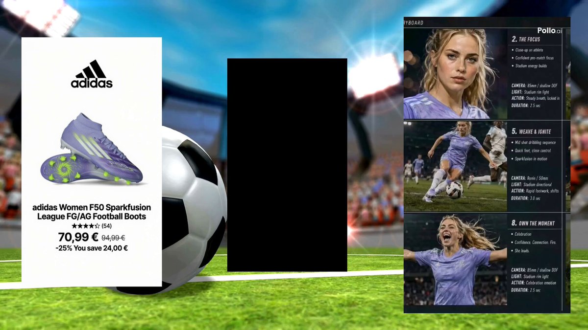 Cinematic football commercial for Adidas Sparkfusion