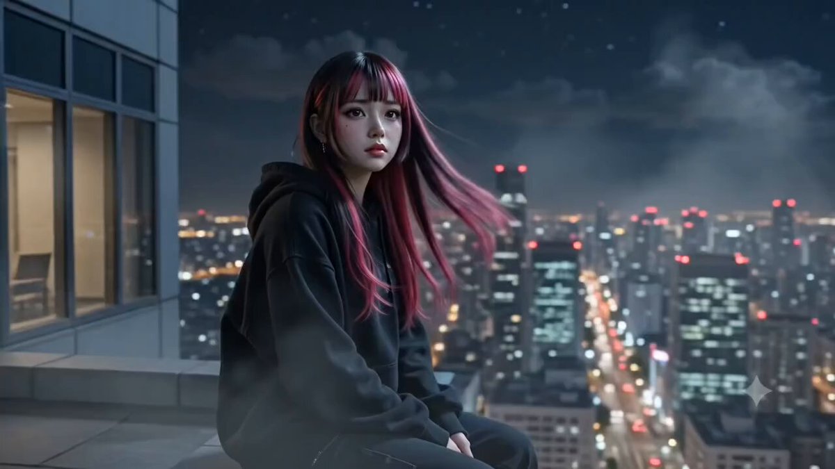 Anime inspired music video of melancholic young woman