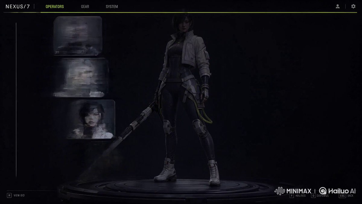 Game character selection UI sequence