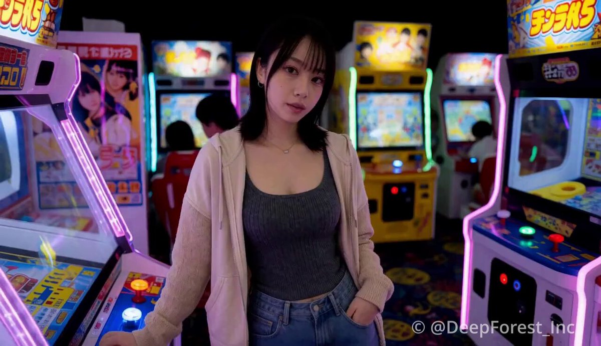 Arcade woman music video style generation