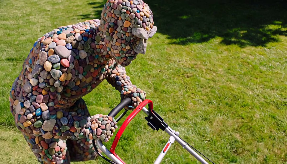 Colorful Pebble Mower Scene