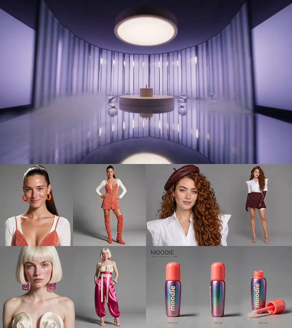 High-end beauty commercial with three models