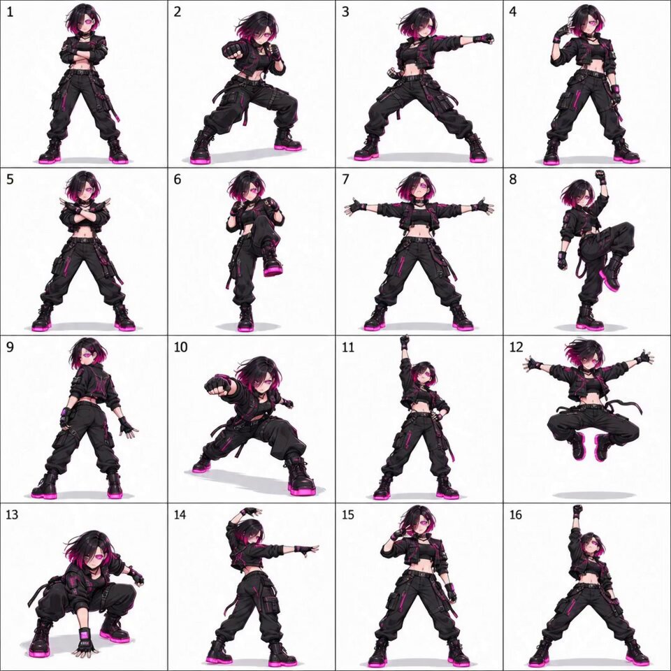 Cyberpunk dance choreography animation